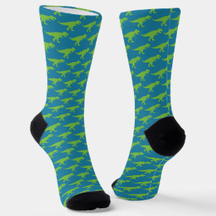 T-Rex Tyranosaurus King Dinosaur Funny Green Socks