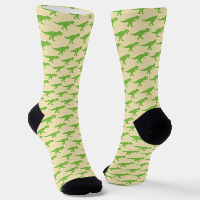 T-Rex Tyranosaurus King Queen Dinosaur Spring Socks (Angled)