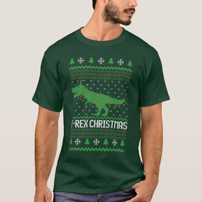 T-Rex Ugly Christmas Sweater (Front)