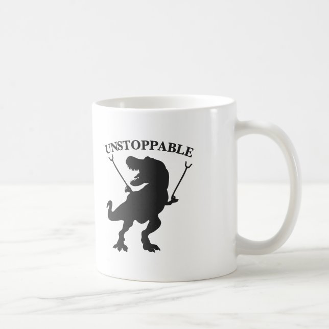 T-rex unstoppable - Choose background color Coffee Mug (Right)