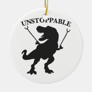 T-rex unstoppable - Choose background colour Ceramic Ornament