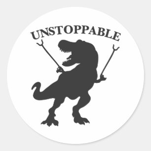 T-rex unstoppable - Choose background colour Classic Round Sticker