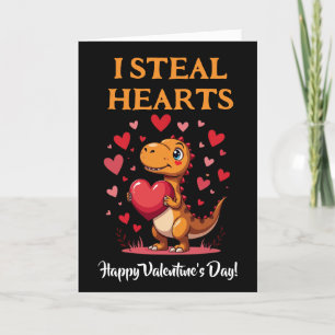 T-Rex Valentine's Day I Steal Hearts Holiday Card
