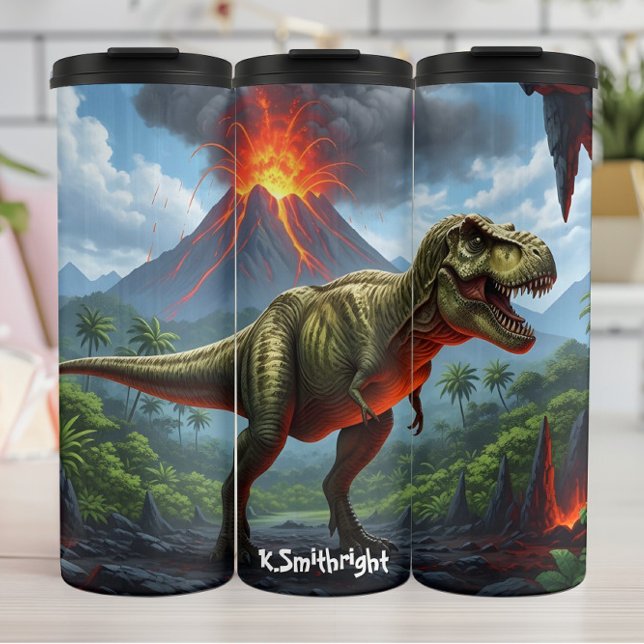T-Rex Volcano Eruption Prehistoric Roar Thermal Tumbler (Creator Uploaded)