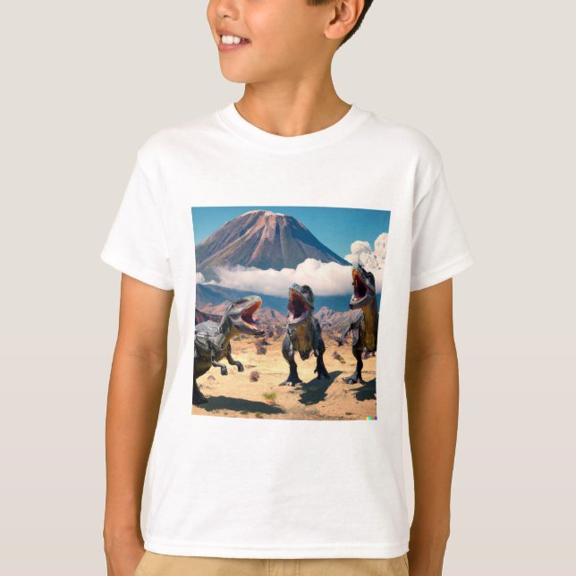 T-rex Volcano T-shirt for Kids (Front)