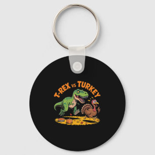 T-rex Vs Turkey Funny Thanksgiving Dinosaur Design Key Ring
