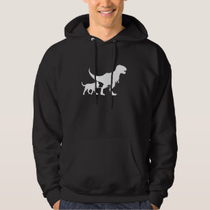 T-Rex Walking a Dog Funny Bloodhound Dad Dog Lover Hoodie