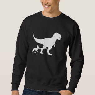 T-Rex Walking a Dog Funny Xoloitzcuintle Dad Dog L Sweatshirt