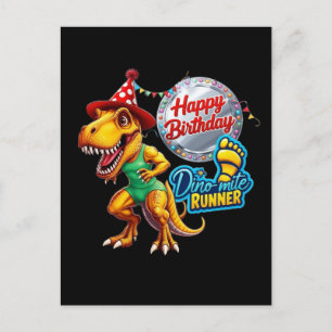 T-Rex wearing green running outfit Postcard