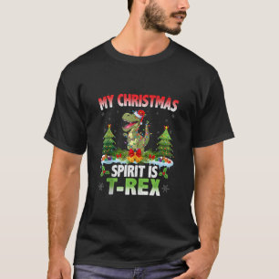 T Rex Wearing Santa Hat My Christmas Spirit Is T R T-Shirt