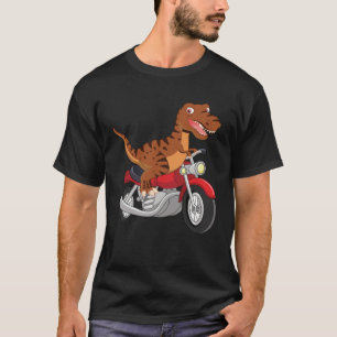 T rex with a Motorbike for Biker and Biker Dad or  T-Shirt