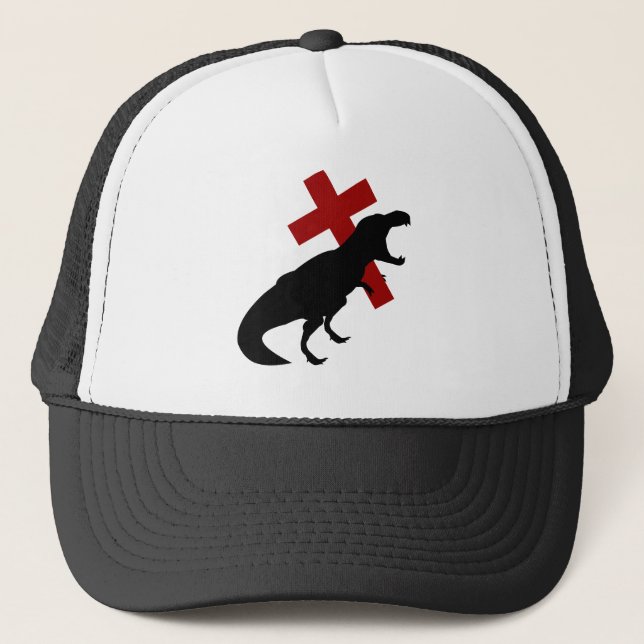 T-Rex With Cross Trucker Hat (Front)