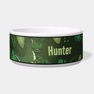 T-rex With Green Tropical Plants And Custom Name