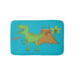 T-Rex with Volcano-Kids Bath Mat