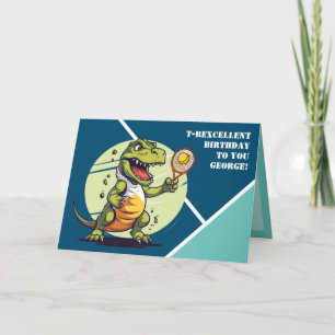 🎾🦕T-Rexcellent Tennis Player Birthday Holiday Card