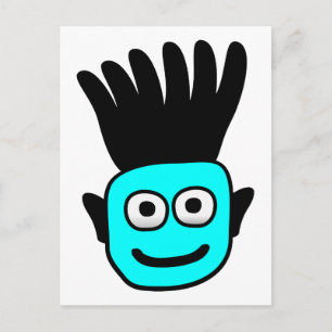 T-Ron--Kid With Funky Mohawk, Blue Postcard