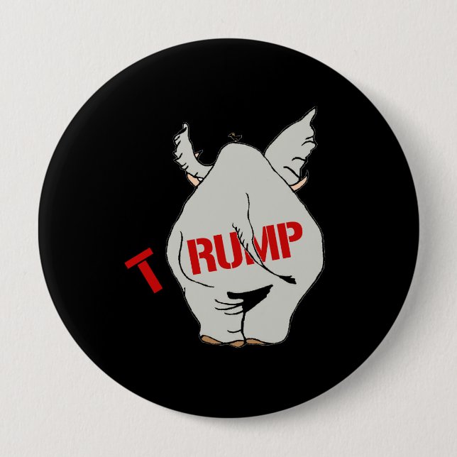 T-RUMP - Trump Elephant - 10 Cm Round Badge (Front)
