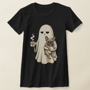 T-ShBored Ghost Holding Cute French Bulldog T-Shirt