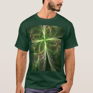 T-Shirt Abstract Lines Green Clover Shape