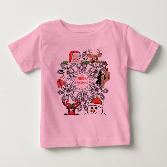 T-Shirt baby christmas design pink (Front)