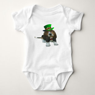 T-Shirt Basset Hound Happy St. Patrick's Baby Bodysuit