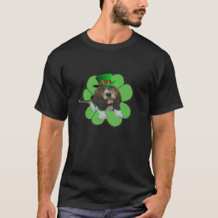 T-Shirt Basset Hound Happy St. Patrick's Clover