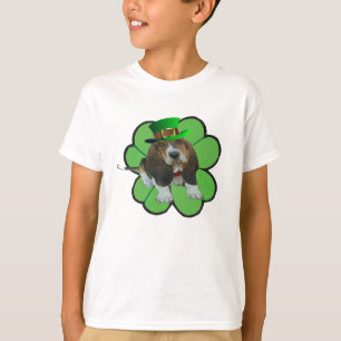 T-Shirt Basset Hound Happy St. Patrick's Clover