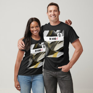 T-Shirt Be KIND Trend AbstractArt Black White Gold