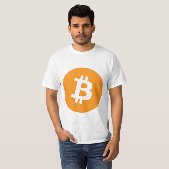 T-Shirt Bitcoin Men Orange Cryptocurrency (Front Full)