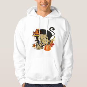 T-Shirt Black Cat and Human Skeleton Halloween Hoodie