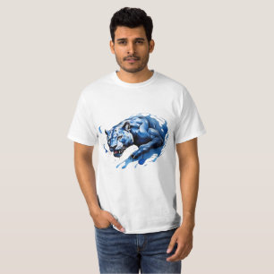 T-Shirt Blue Leopard Design Angry & Dangerous