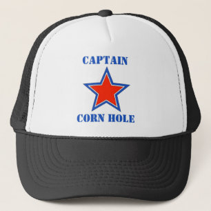 T shirt captain corn hole trucker hat