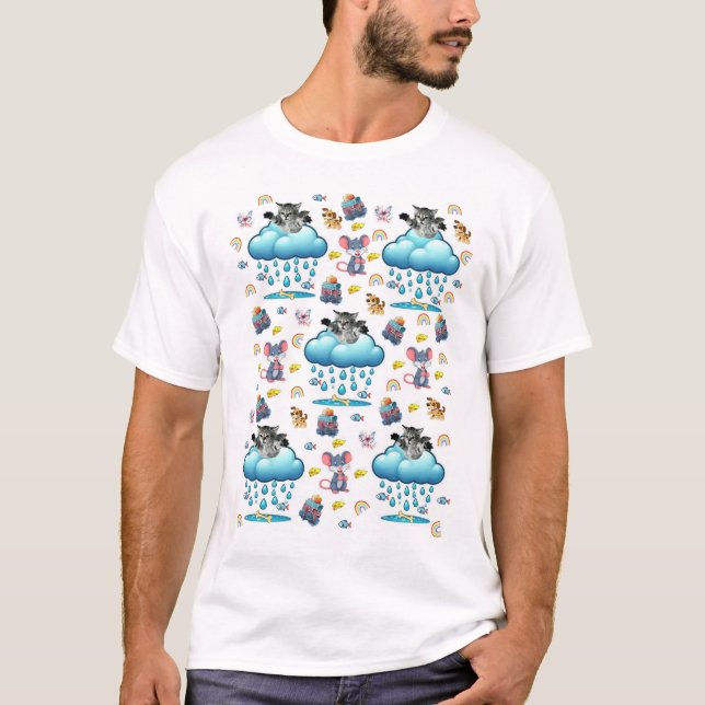 T-Shirt Cat Dog Mouse Rainbow Cheese Fish  (Front)