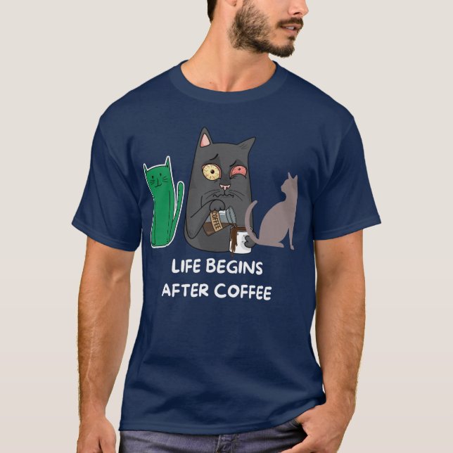 T-Shirt cat pictures for coffee lovers navy (Front)