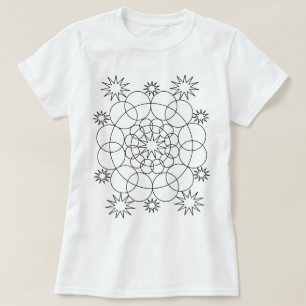 T-shirt - Circles and Stars Mandala to Color
