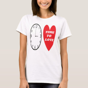 T-Shirt Clock With Red Heart Time To Love