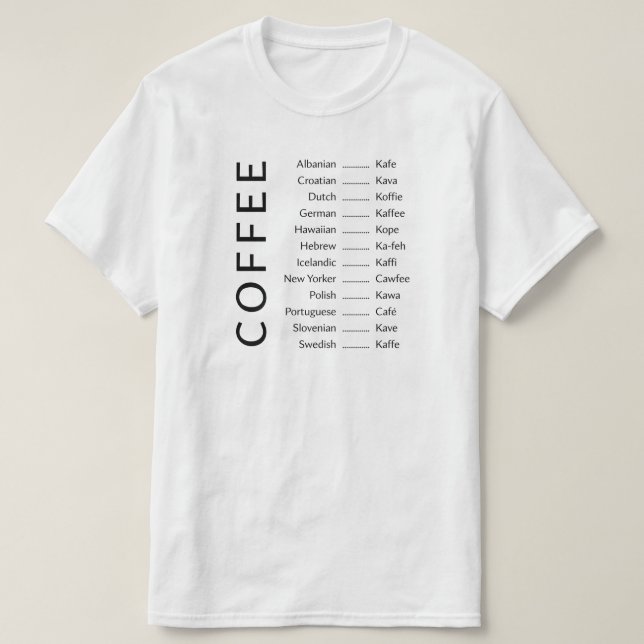 T-shirt - Coffee Languages (Design Front)