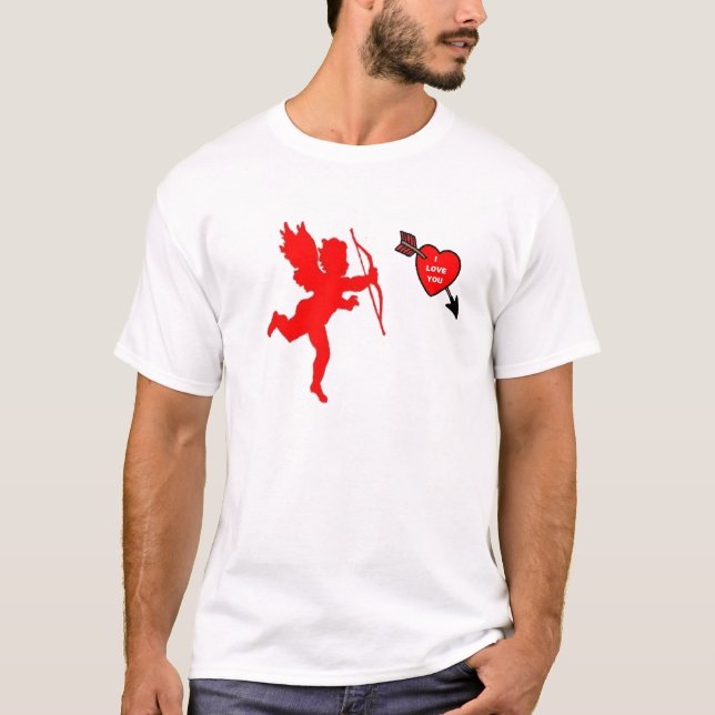 T-Shirt Cupid and Heart Red (Front)