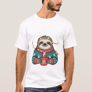 T-Shirt Cute Christmas Sloth Tee Funny Holiday