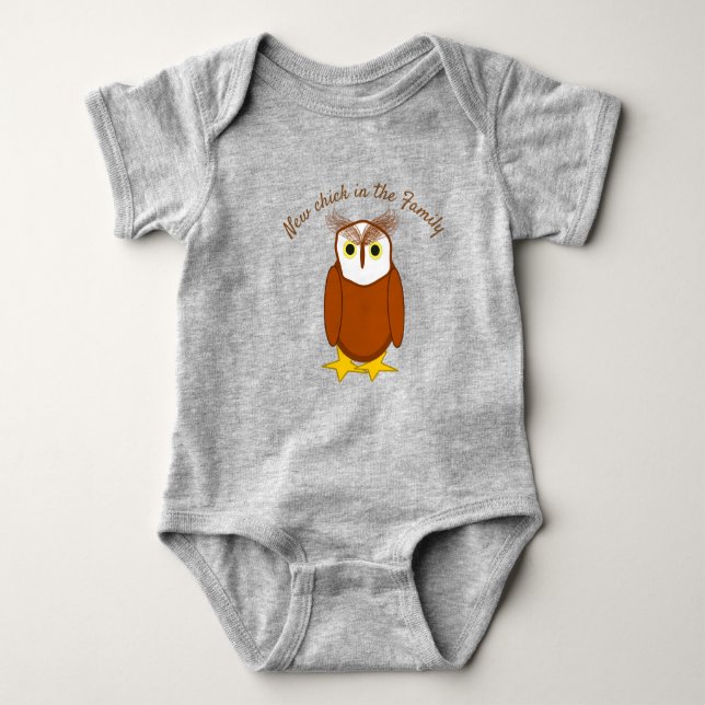 T-shirt - Cute Owl with Text Baby Bodysuit (Front)