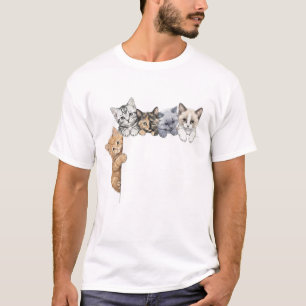 T-Shirt Cute Peeping Kittens Custom Monogram T-Shi