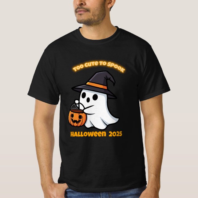 T-Shirt Cute Spook | Minimalist Kawaii Ghost Hallo (Front)