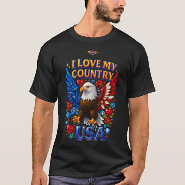 T-Shirt Design: I Love My Country - USA (Front)