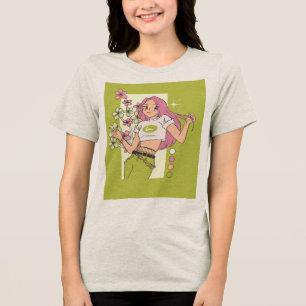 T-Shirt design with pretty girl Tri-Blend Shirt