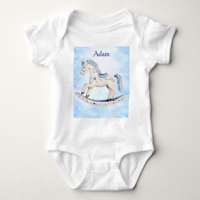 T-Shirt-Editable Blue Chinoserie Baby Bodysuit (Front)