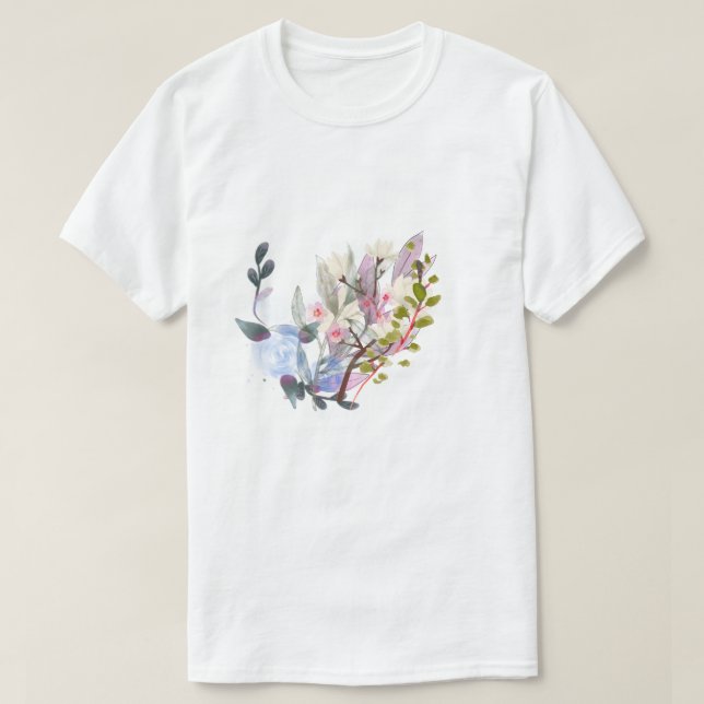 T-Shirt Elegant Botanical Flower & Leaf Art  (Design Front)