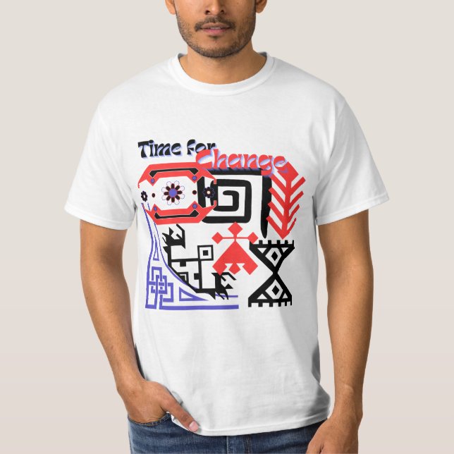 T-Shirt etnhic patterned white (Front)