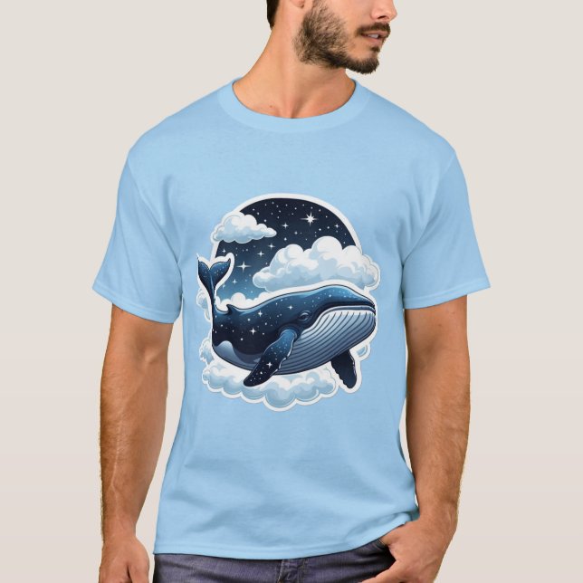 T-Shirt Floating cloud whale with stars (Front)