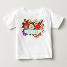T-Shirt FOR BABY GIRLS DIY NAME JAPANESE FLOWERS