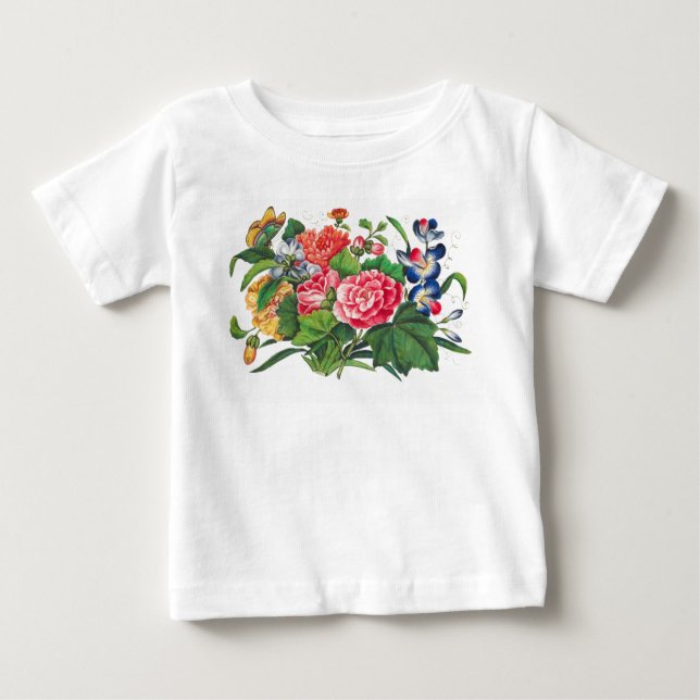 T-Shirt FOR BABY GIRLS JAPANESE FLOWERS DIY NAME (Front)